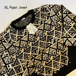 XL Lularoe Piper balloon sleeve sweater, cream and black Nordic stripes